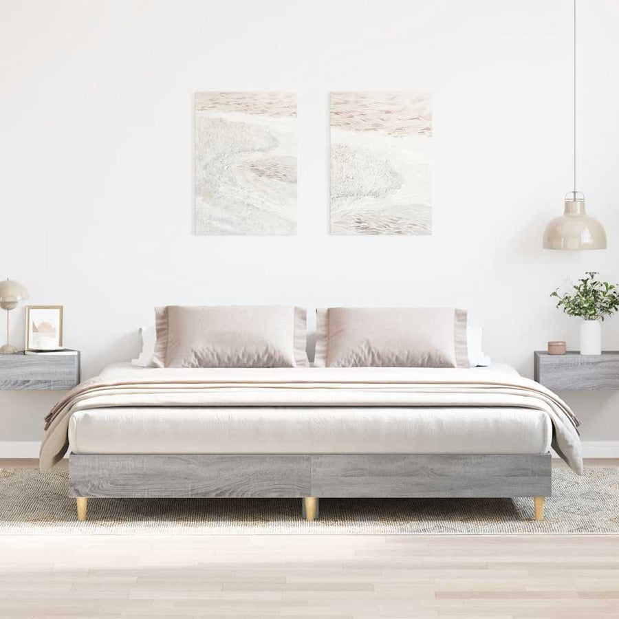 Bedframe zonder matras 200x200 cm spaanplaat grijs sonoma
