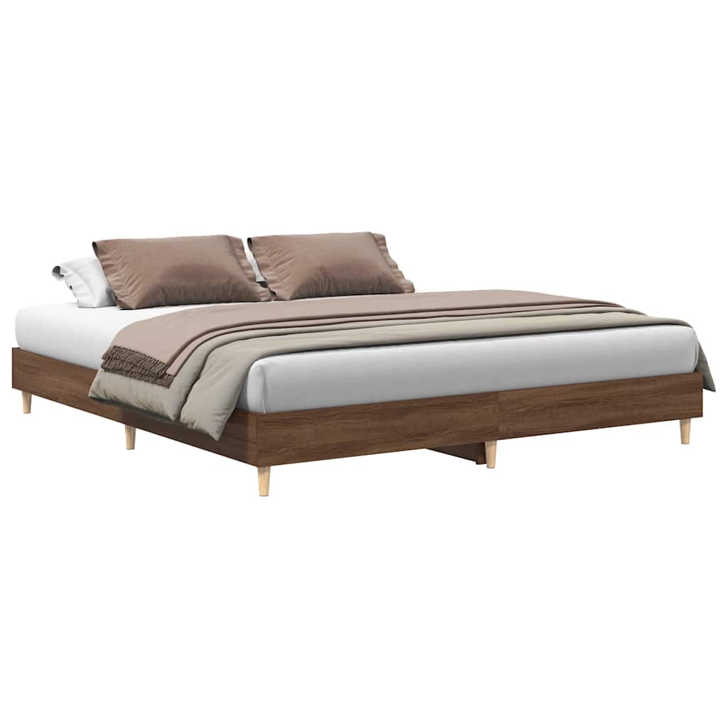 Bedframe zonder matras 200x200 cm spaanplaat bruin eikenkleurig