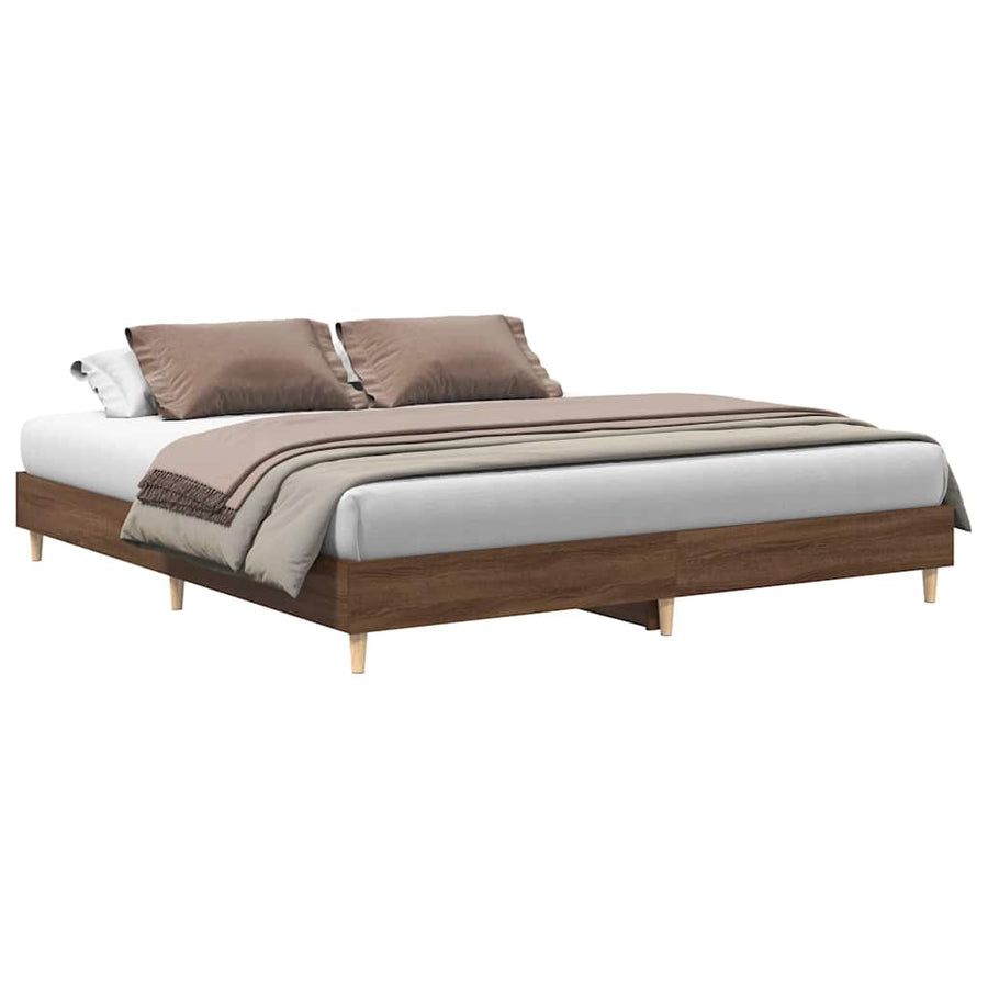 Bedframe zonder matras 200x200 cm spaanplaat bruin eikenkleurig