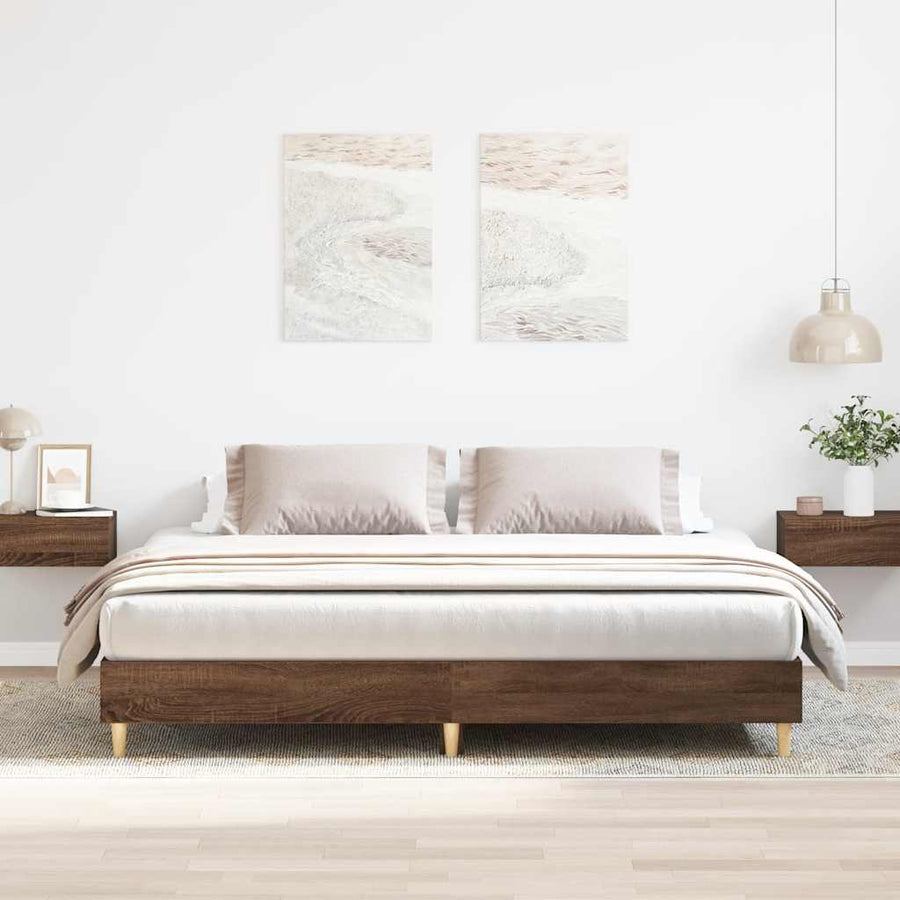 Bedframe zonder matras 200x200 cm spaanplaat bruin eikenkleurig
