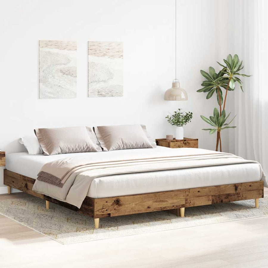 Bedframe zonder matras 200x200 cm spaanplaat bewerkt hout