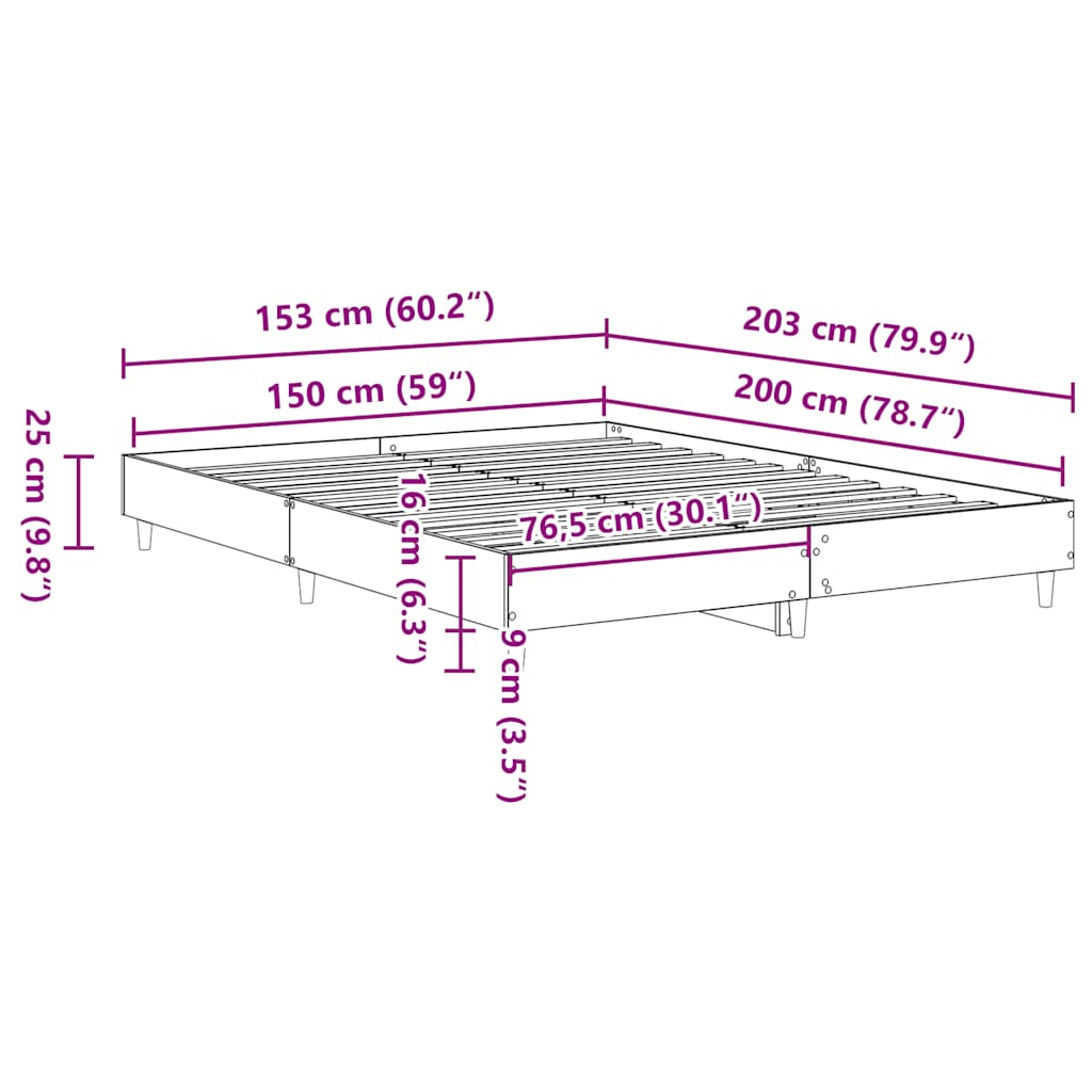 Bedframe zonder matras 150x200 cm spaanplaat zwart