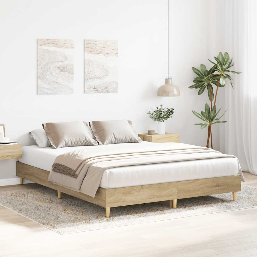 Bedframe zonder matras 150x200cm spaanplaat sonoma eikenkleurig