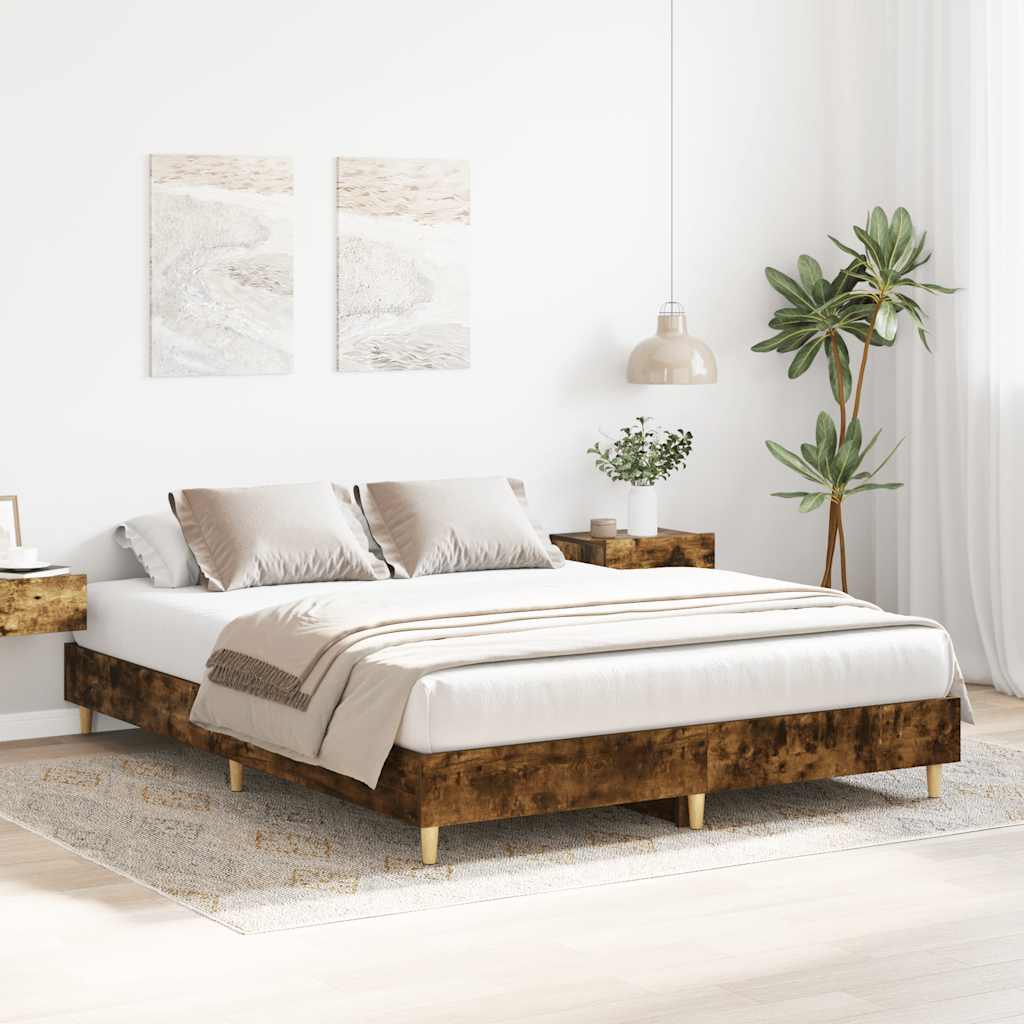Bedframe zonder matras 150x200 cm spaanplaat gerookt eiken