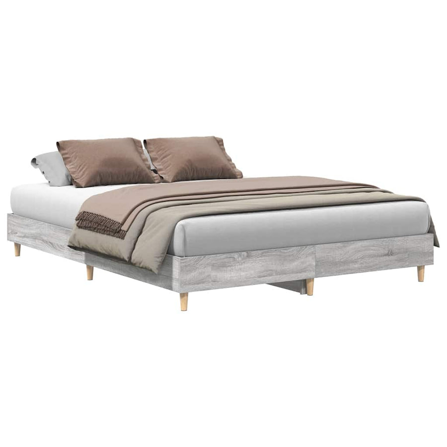 Bedframe zonder matras 150x200 cm spaanplaat grijs Sonoma