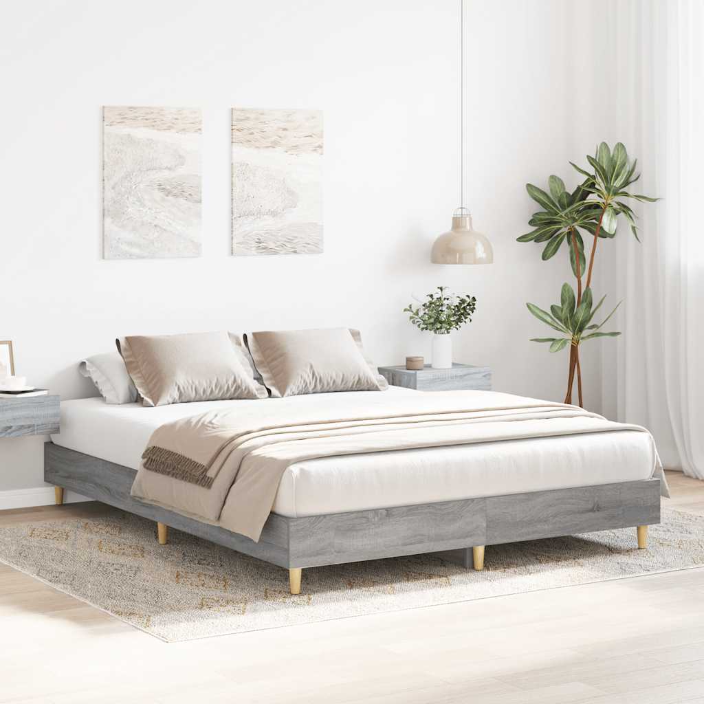 Bedframe zonder matras 150x200 cm spaanplaat grijs Sonoma