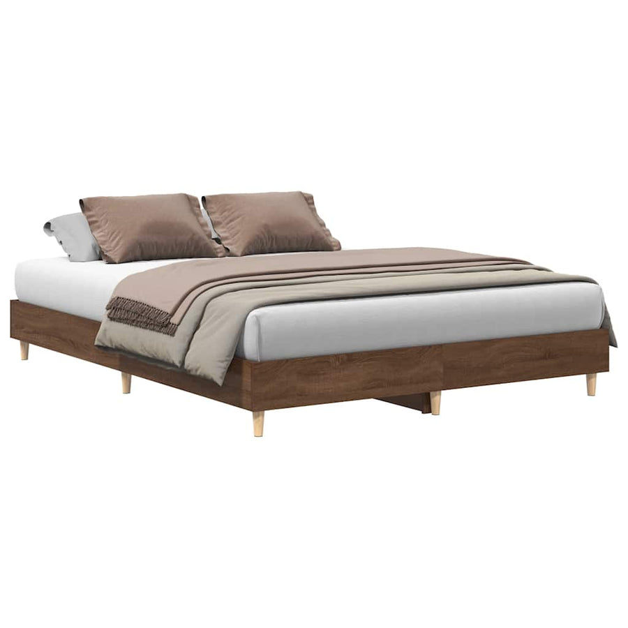 Bedframe zonder matras 150x200 cm spaanplaat bruin eiken