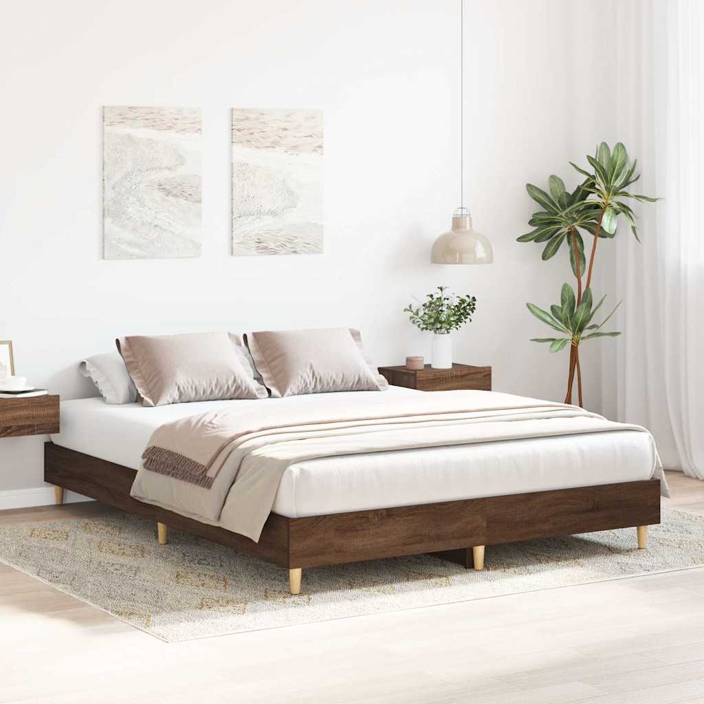 Bedframe zonder matras 150x200 cm spaanplaat bruin eiken
