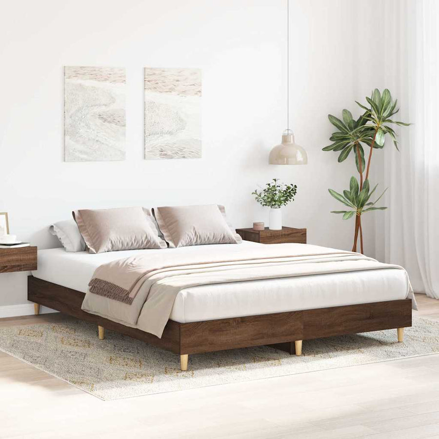Bedframe zonder matras 150x200 cm spaanplaat bruin eiken