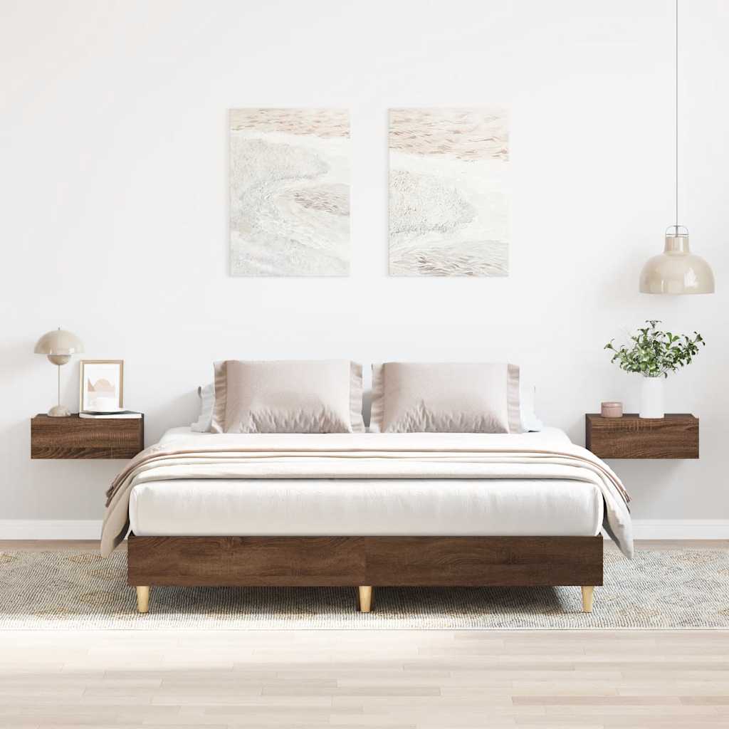 Bedframe zonder matras 150x200 cm spaanplaat bruin eiken
