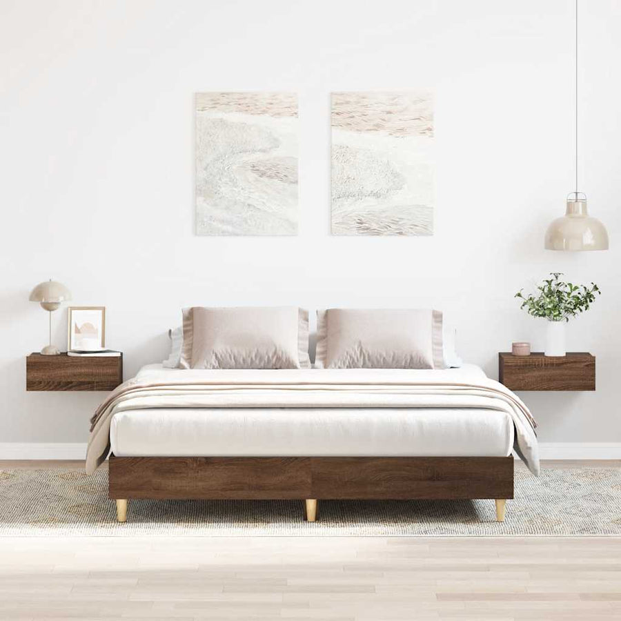 Bedframe zonder matras 150x200 cm spaanplaat bruin eiken