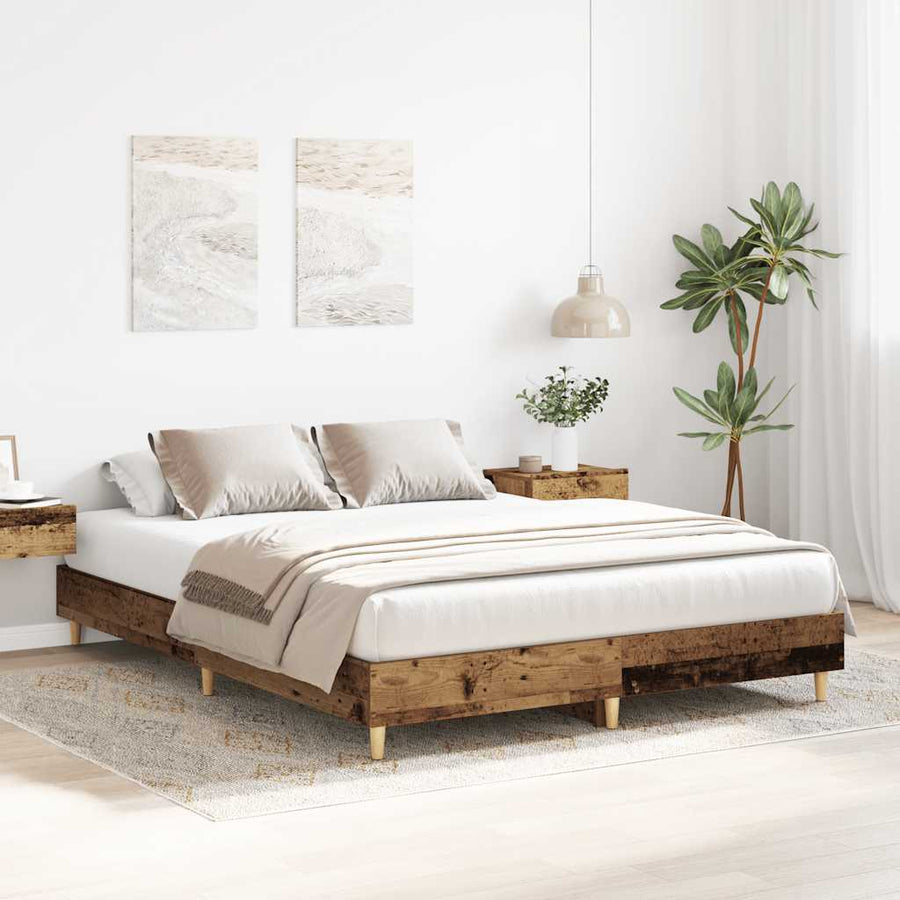 Bedframe zonder matras 150x200 cm spaanplaat bewerkt hout