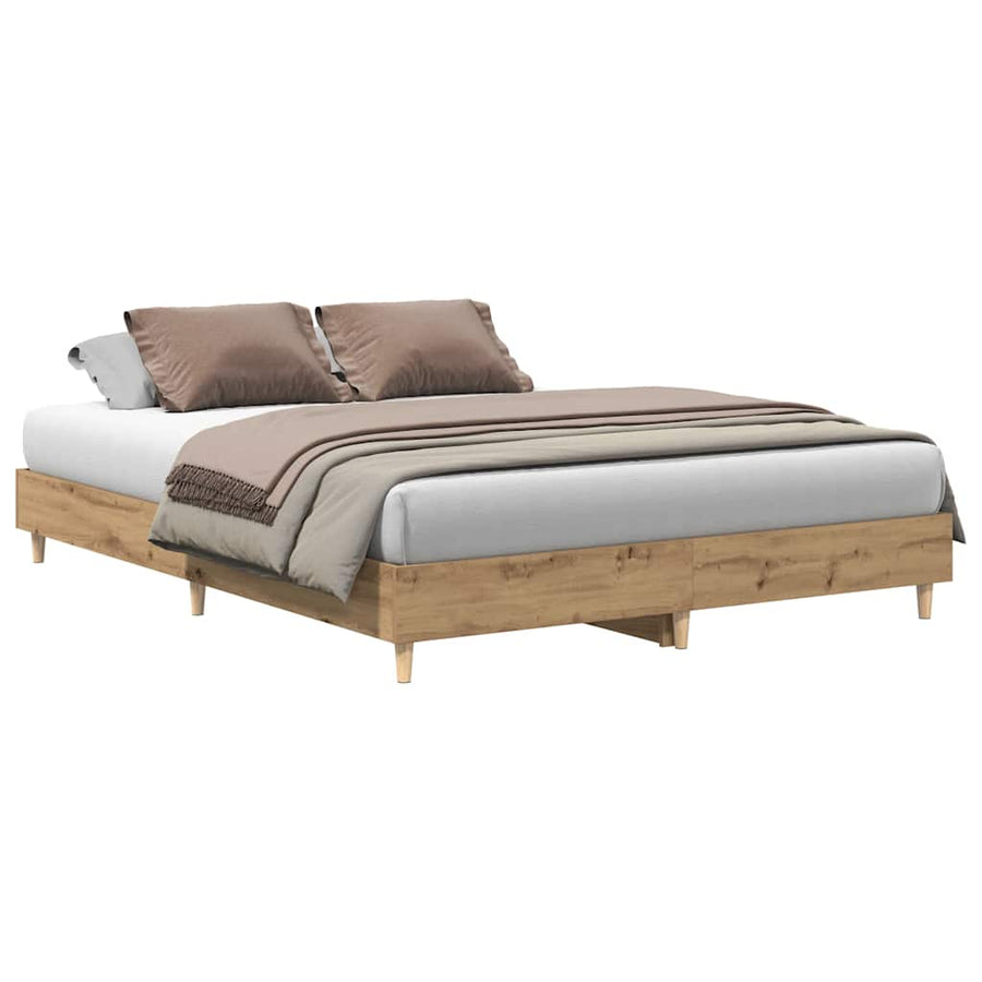 Bedframe zonder matras 150x200 cm spaanplaat artisanaal eiken