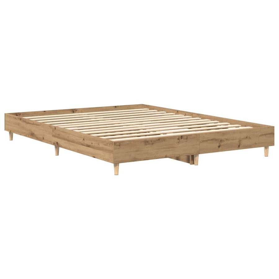 Bedframe zonder matras 150x200 cm spaanplaat artisanaal eiken