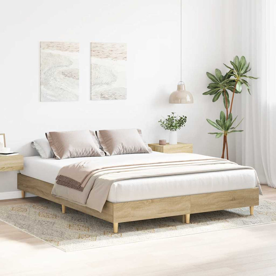 Bedframe zonder matras 140x200cm spaanplaat Sonoma eikenkleurig
