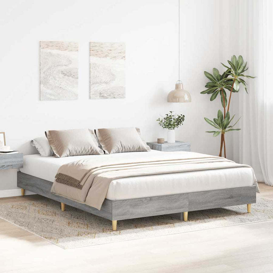 Bedframe zonder matras 140x200 cm spaanplaat grijs Sonoma