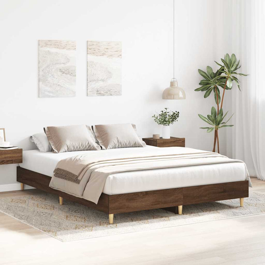 Bedframe zonder matras 140x200 cm spaanplaat bruin eikenkleurig