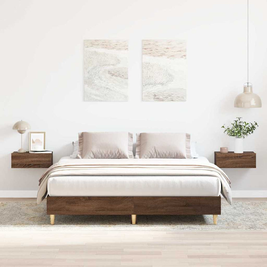 Bedframe zonder matras 140x200 cm spaanplaat bruin eikenkleurig