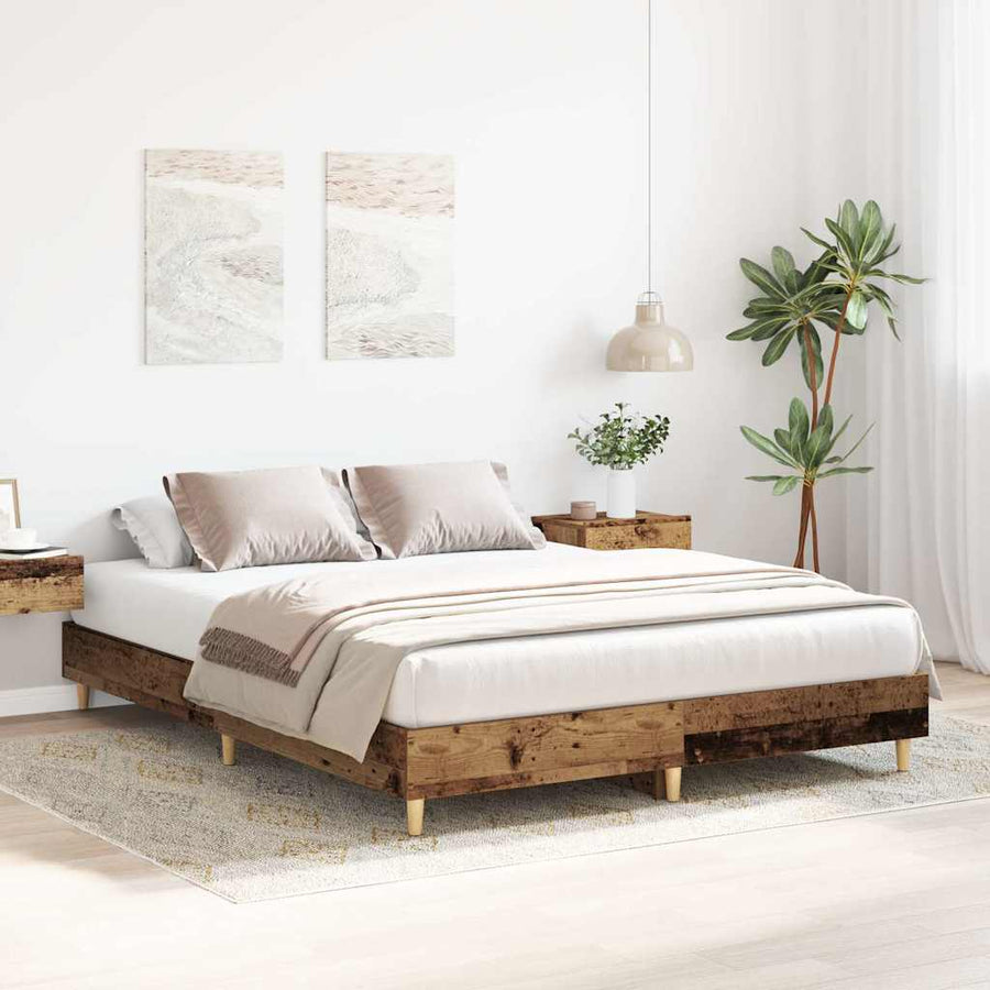 Bedframe zonder matras 140x200 cm spaanplaat bewerkt hout