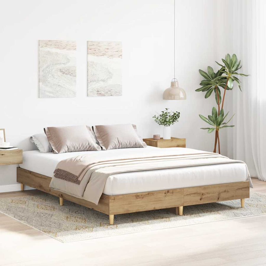 Bedframe zonder matras 140x200 cm spaanplaat artisanaal eiken
