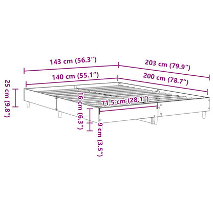 Bedframe zonder matras 140x200 cm spaanplaat artisanaal eiken
