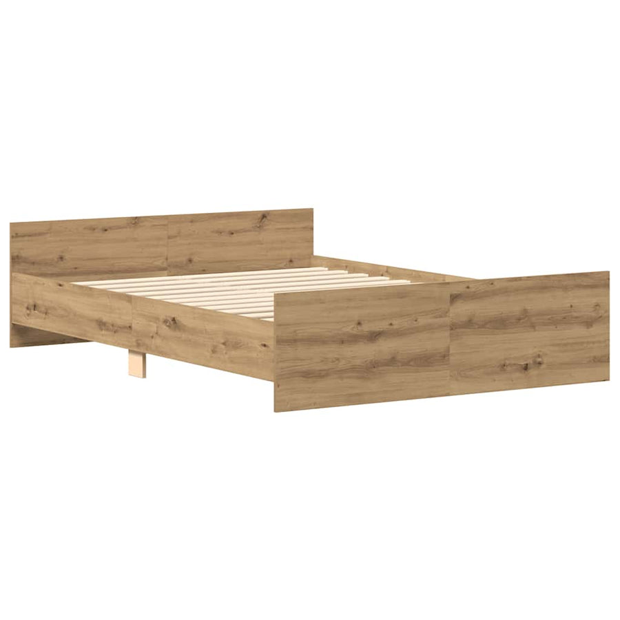 Bedframe zonder matras bewerkt hout artisanaal eikenkleurig