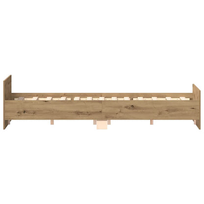 Bedframe zonder matras spaanplaat artisanaal eikenkleurig