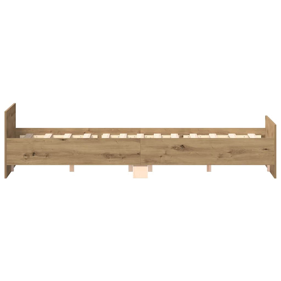 Bedframe zonder matras spaanplaat artisanaal eikenkleurig