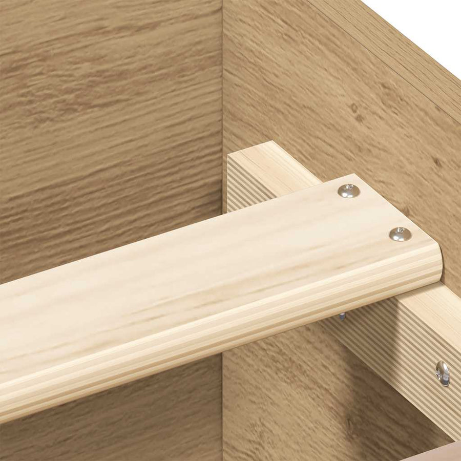 Bedframe zonder matras spaanplaat artisanaal eikenkleurig