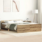 Bed frame without mattress particle board artisanal oak color