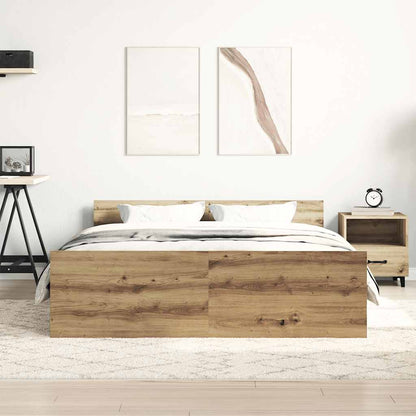 Bedframe zonder matras spaanplaat artisanaal eikenkleurig