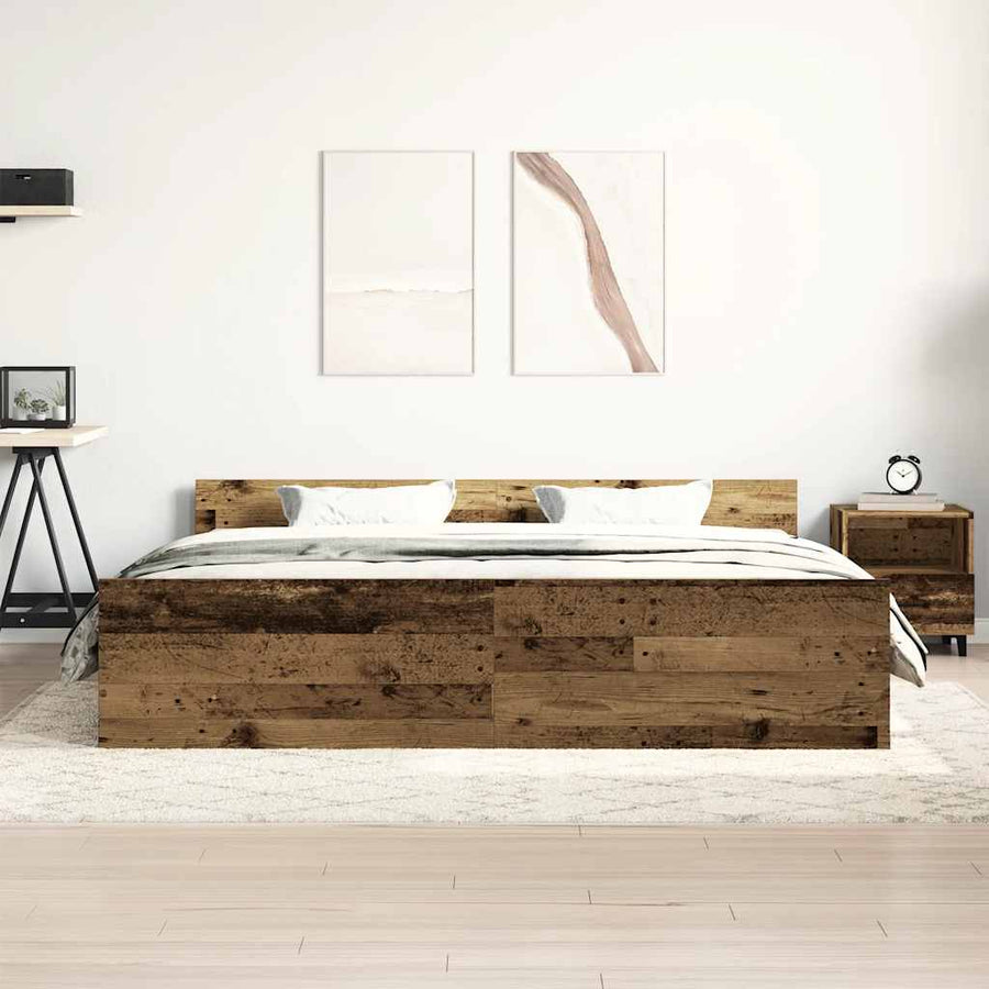 Bedframe Zonder Matras Bewerkt Hout Oud Hout 160 x 200 cm