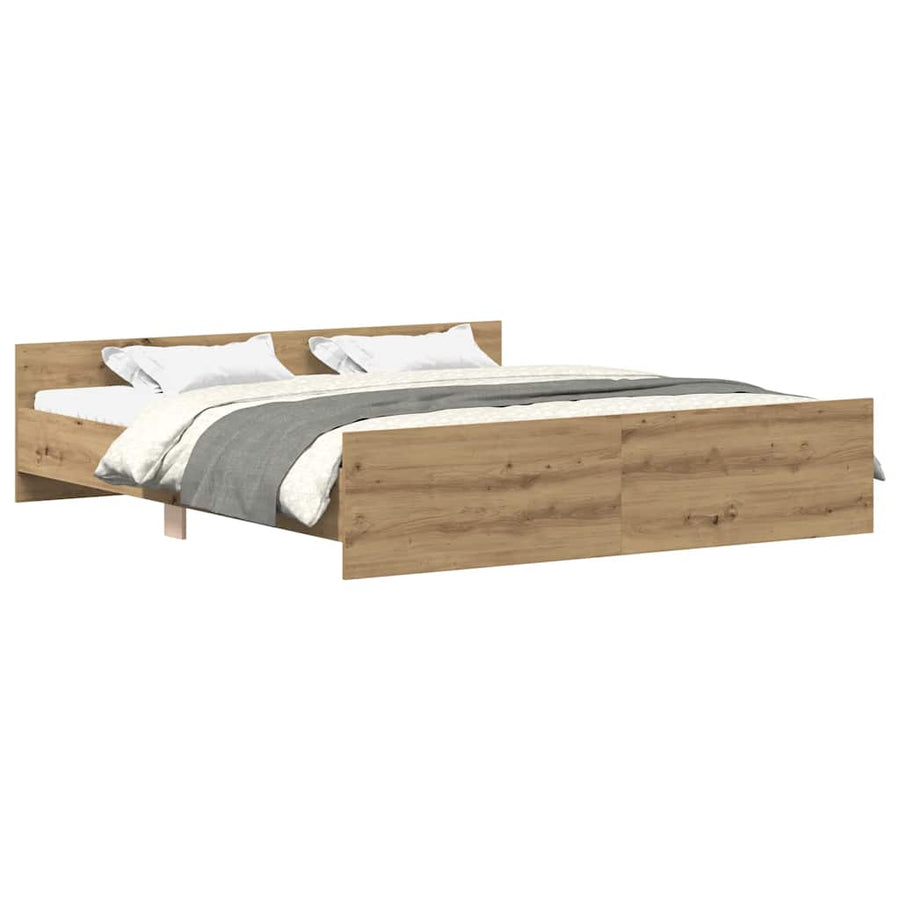 Bedframe zonder matras spaanplaat artisanaal eikenkleurig