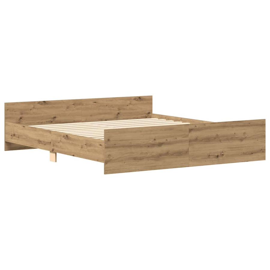 Bedframe zonder matras spaanplaat artisanaal eikenkleurig