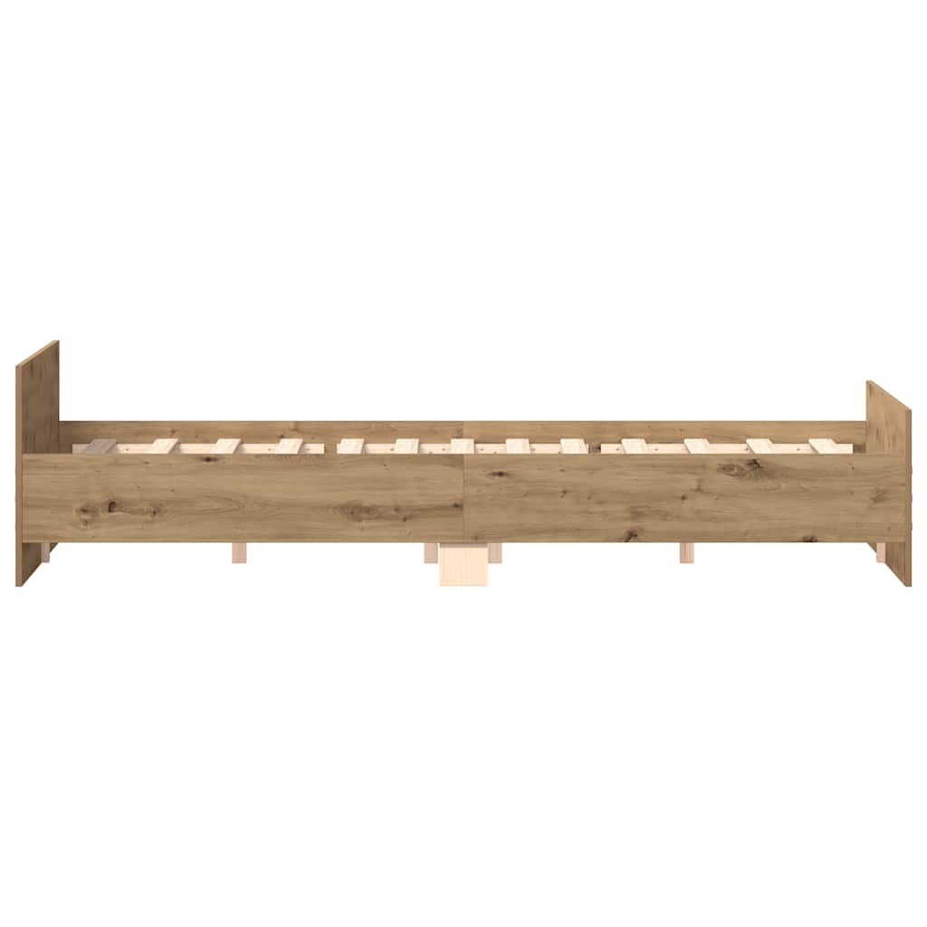 Bedframe zonder matras spaanplaat artisanaal eikenkleurig