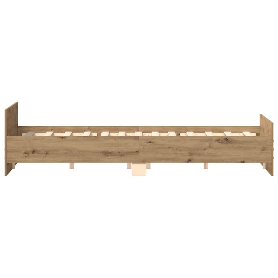 Bedframe zonder matras spaanplaat artisanaal eikenkleurig