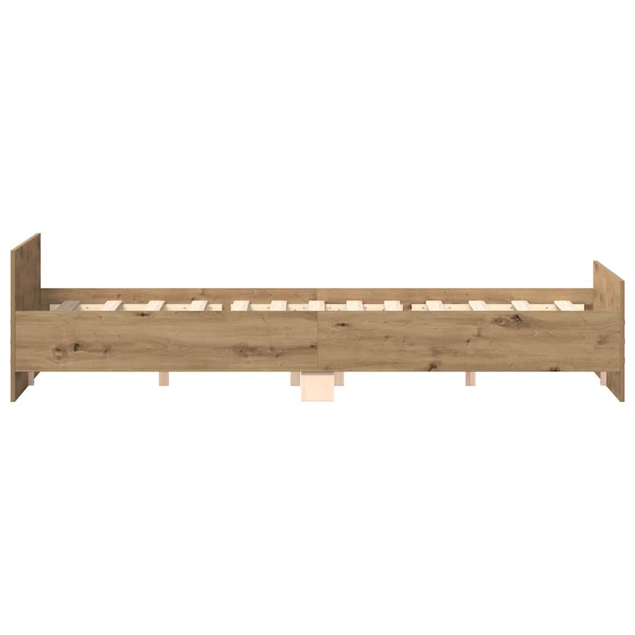 Bedframe zonder matras spaanplaat artisanaal eikenkleurig
