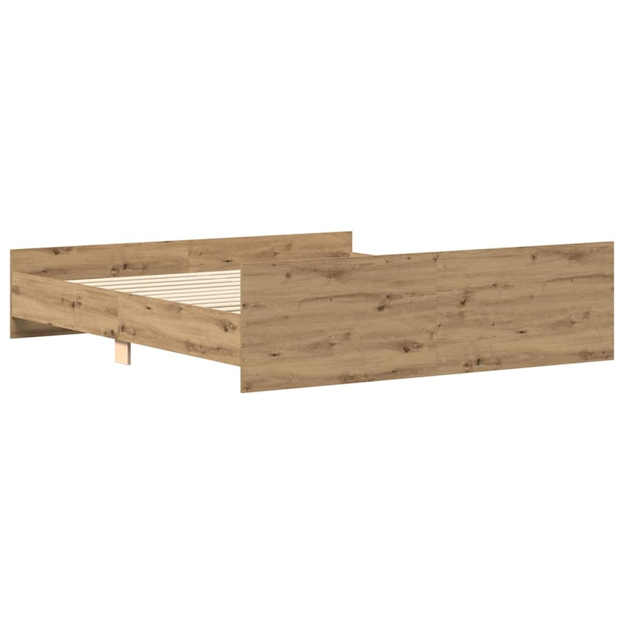 Bedframe zonder matras spaanplaat artisanaal eikenkleurig