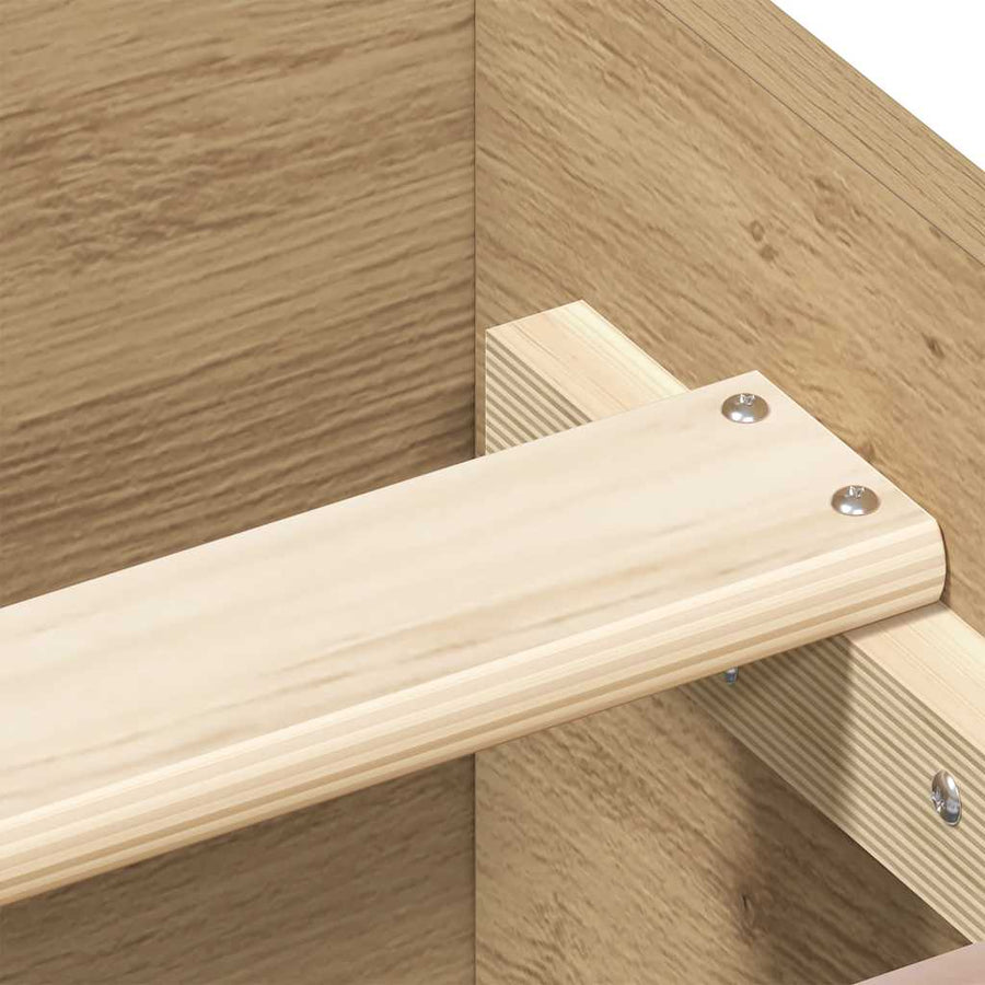 Bedframe zonder matras spaanplaat artisanaal eikenkleurig