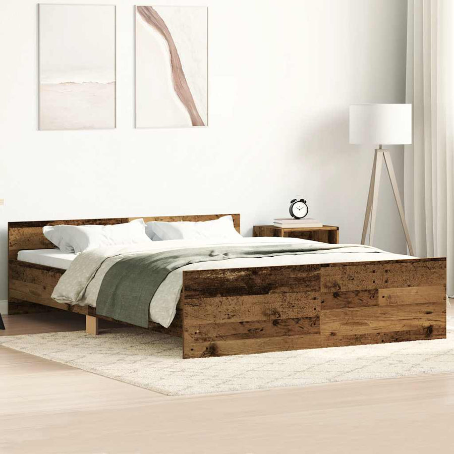 Bedframe zonder matras bewerkt 120x190 cm bewerkt hout oud