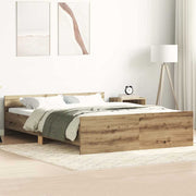Bedframe 120x190 cm spaanplaat eikenkleurig