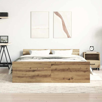 Bedframe zonder matras spaanplaat artisanaal eikenkleurig