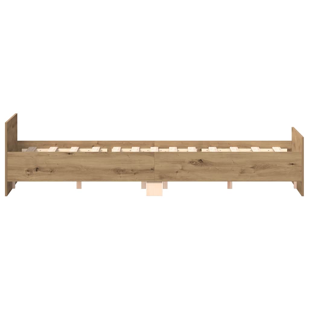 Bedframe zonder matras spaanplaat artisanaal eikenkleurig