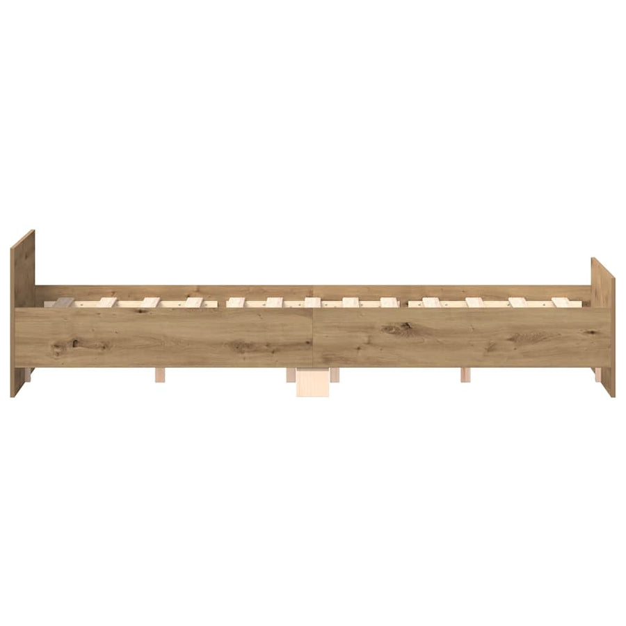 Bedframe zonder matras spaanplaat artisanaal eikenkleurig
