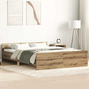 Bedframe 140x190 cm spaanplaat eikenkleurig