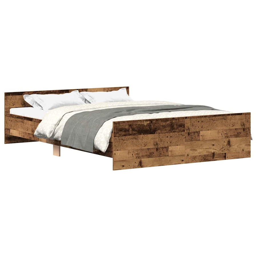 Bedframe zonder matras bewerkt 135x190 cm bewerkt hout oud