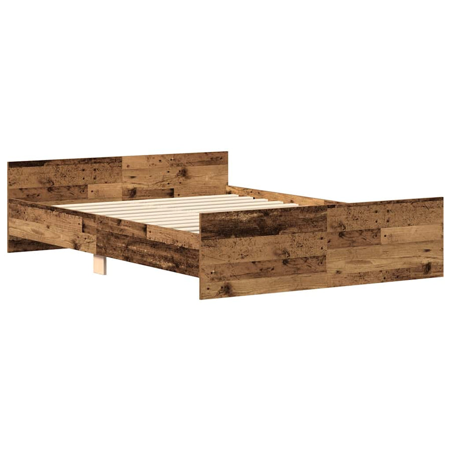 Bedframe zonder matras bewerkt 135x190 cm bewerkt hout oud