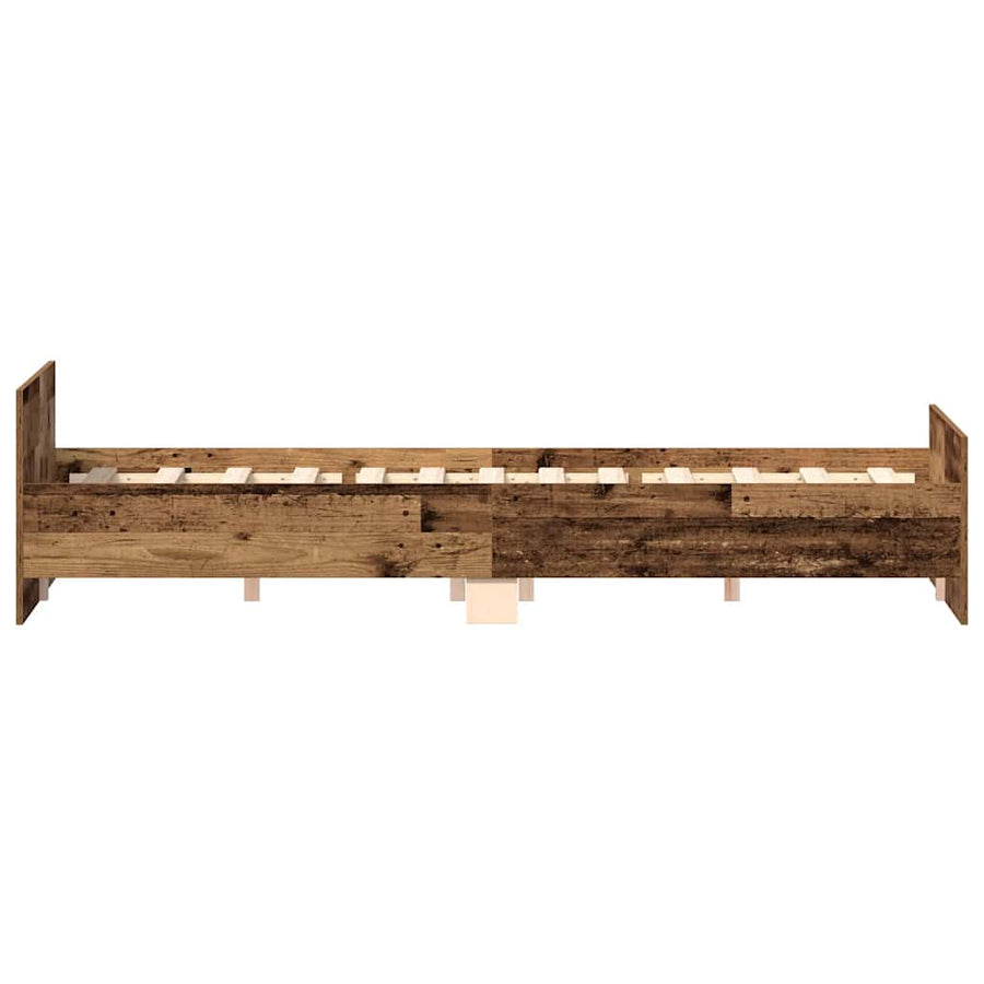 Bedframe zonder matras bewerkt 135x190 cm bewerkt hout oud