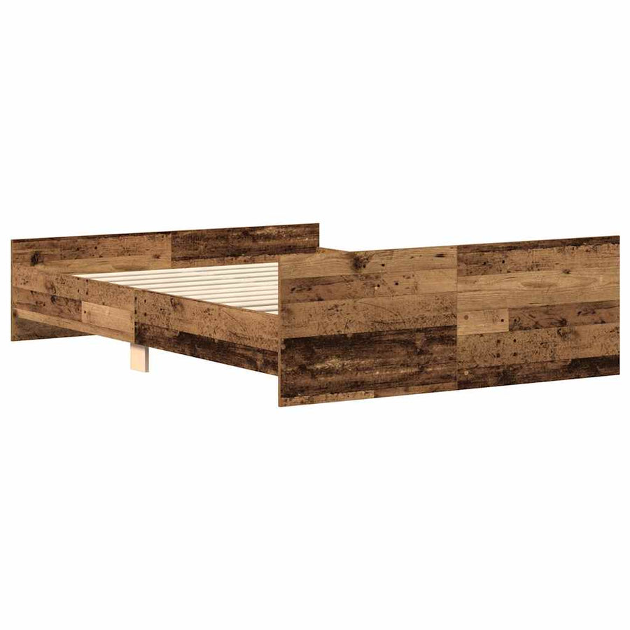 Bedframe zonder matras bewerkt 135x190 cm bewerkt hout oud