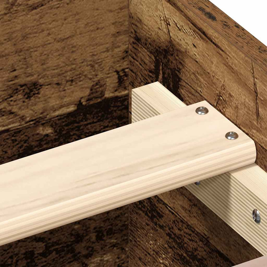 Bedframe zonder matras bewerkt 135x190 cm bewerkt hout oud